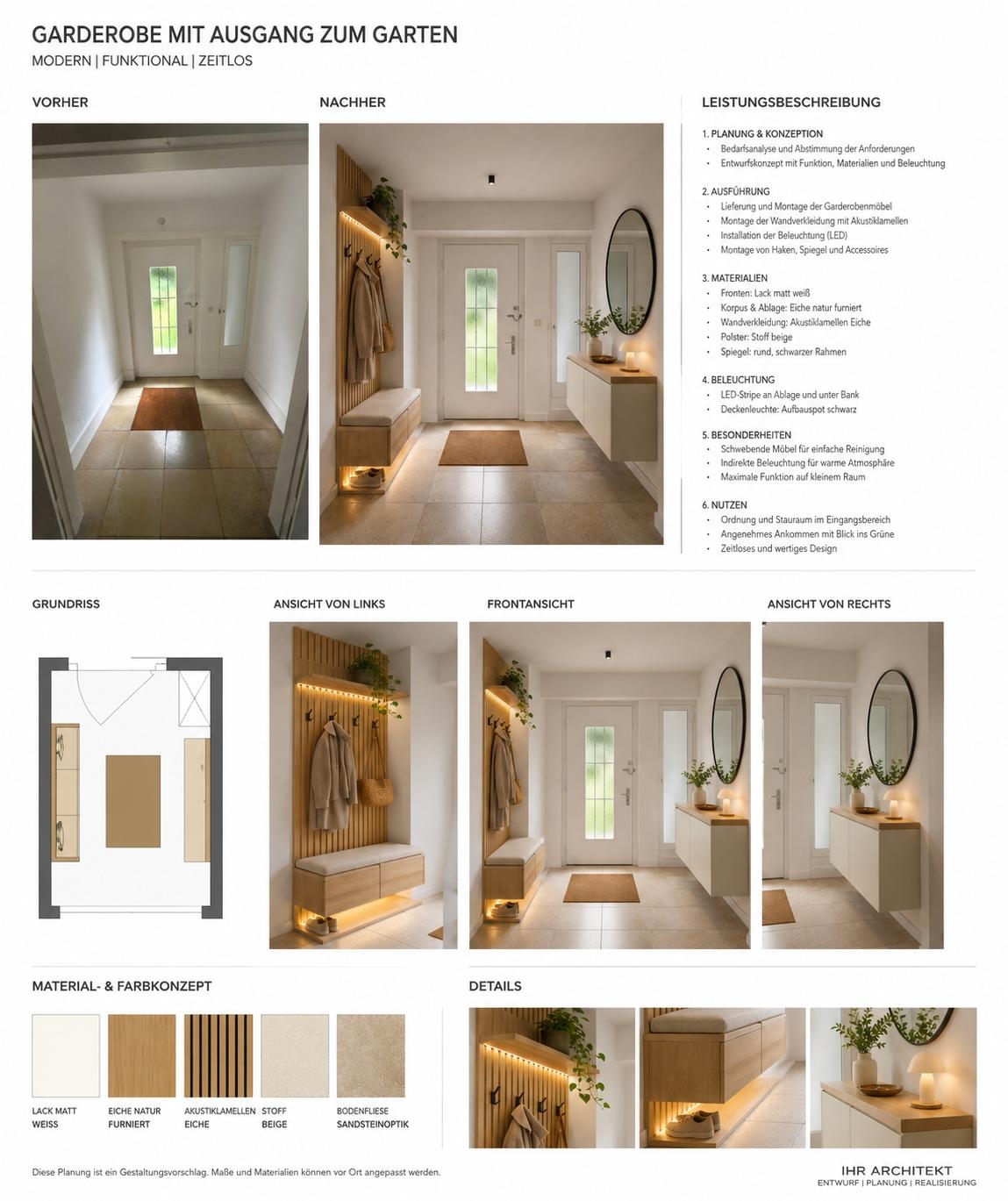 Visualisierung Garderobe mit Ausgang zum Garten