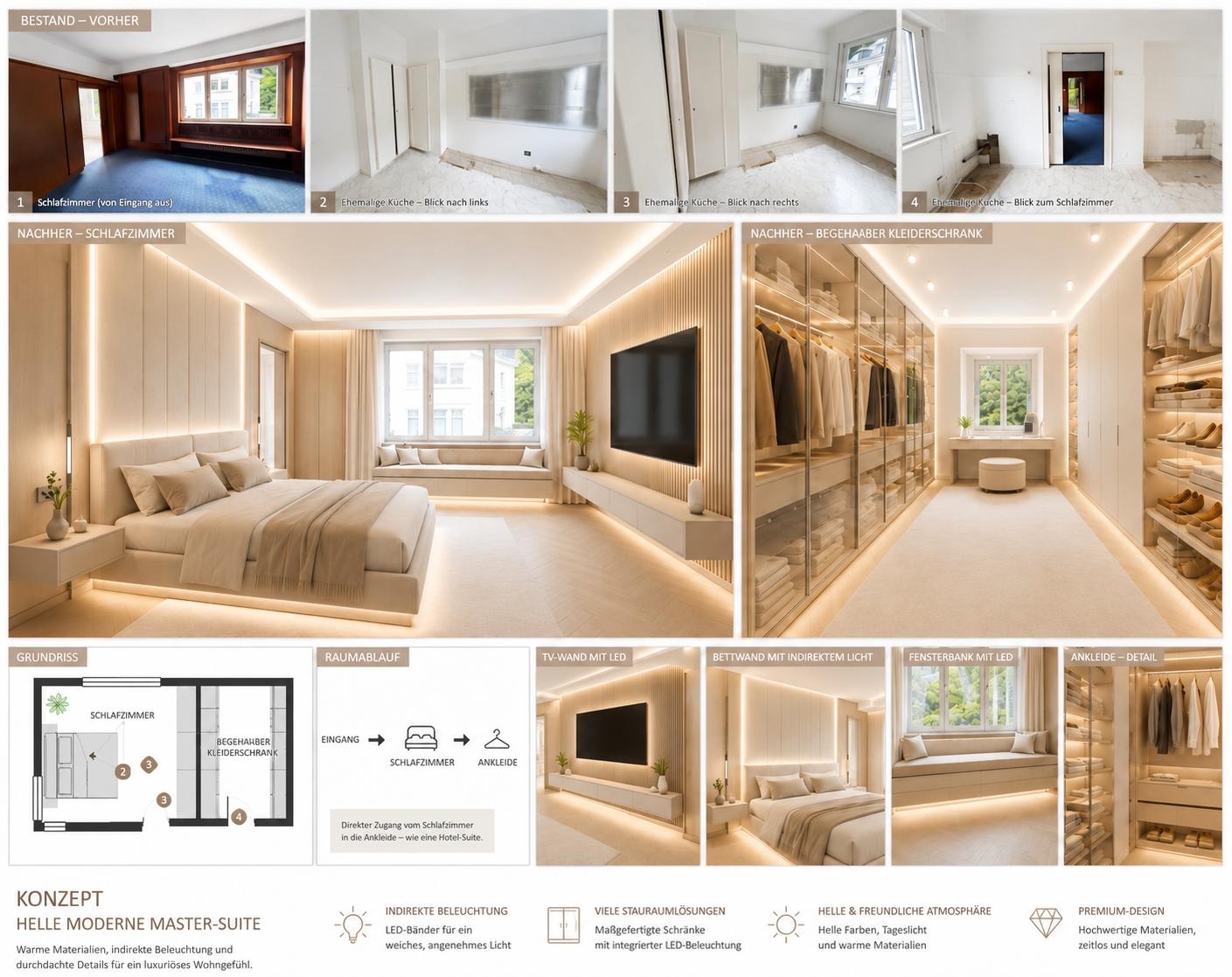 Visualisierung Schlafzimmer und Ankleideraum